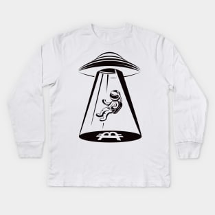 Bitcoin Astronaut. UFO Mining Kids Long Sleeve T-Shirt